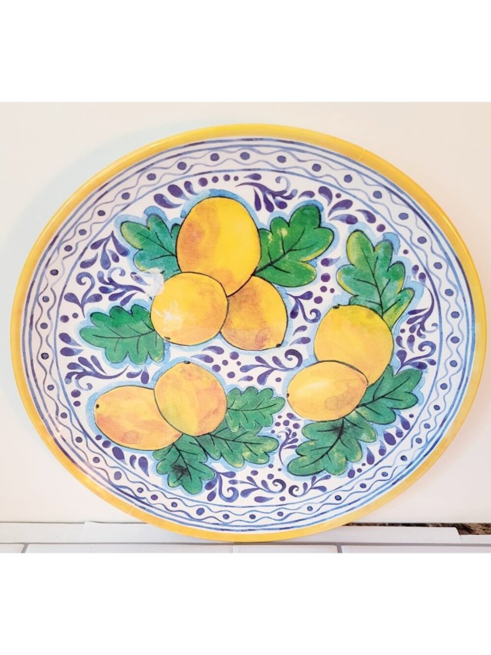 Melamine Dinner Plate Yellow Lemon Green Blue 11" inch Round House & Garden